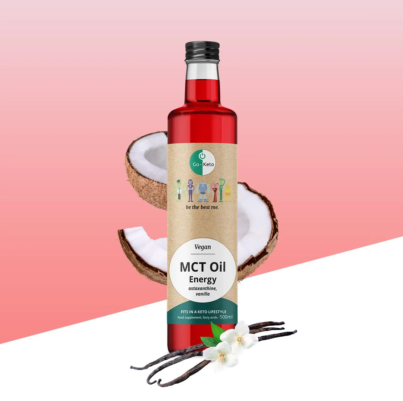 Go-Keto MCT Oil Energy olio cocco 500 ml C8 C10 vaniglia