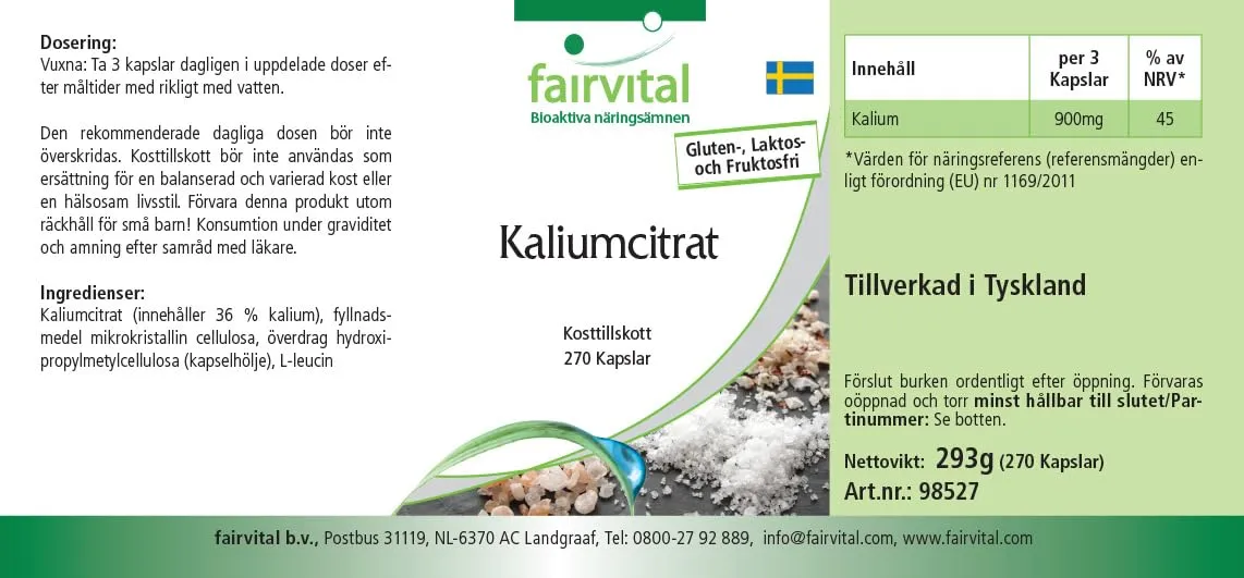 Fairvital Citrato di Potassio Capsule 270 pz Alto Dosaggio