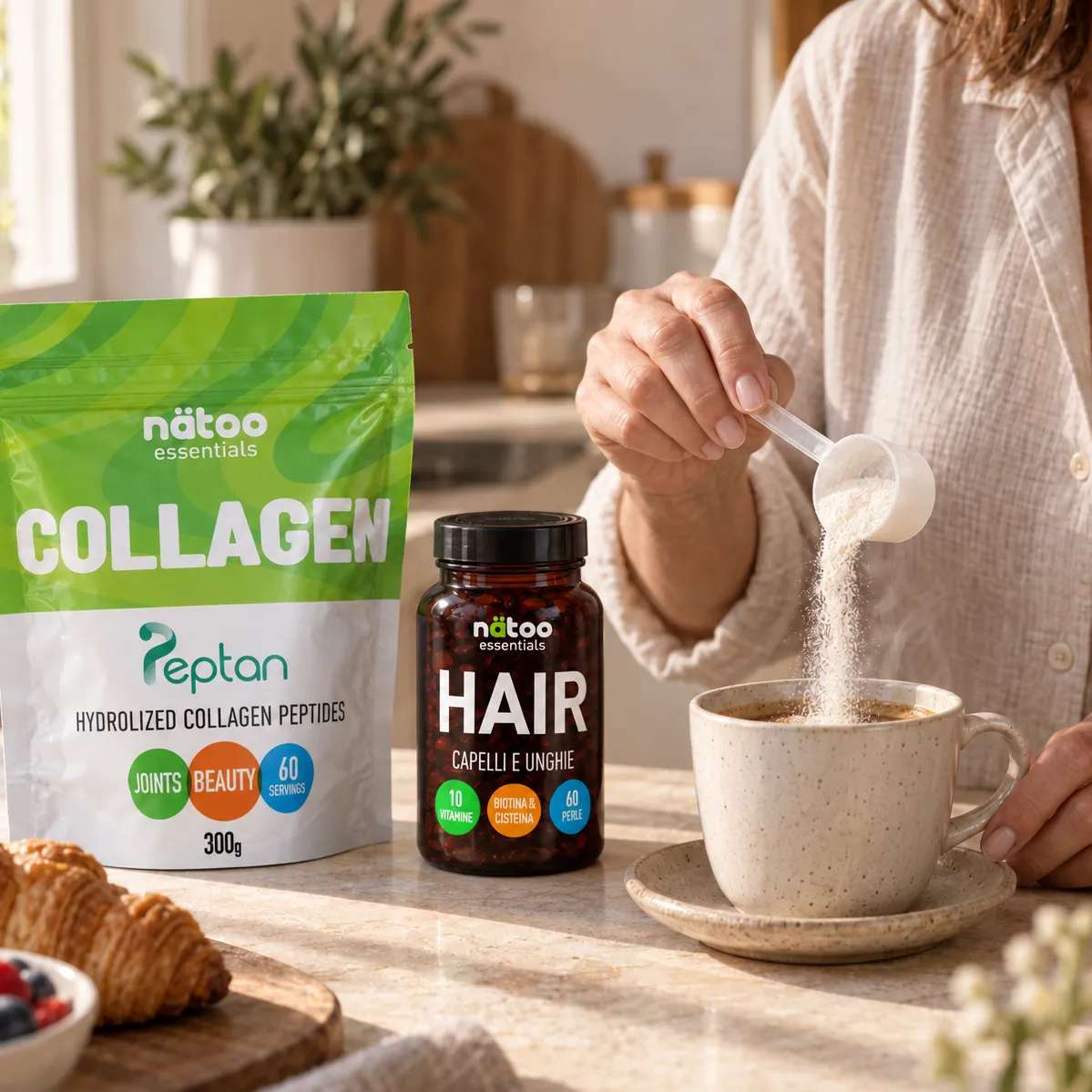 Natoo Essentials Collagene Hair Pack integratore Peptan