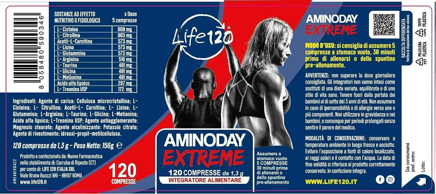 Life 120 Aminoday Extreme aminoacidi compresse 120 pezzi energia