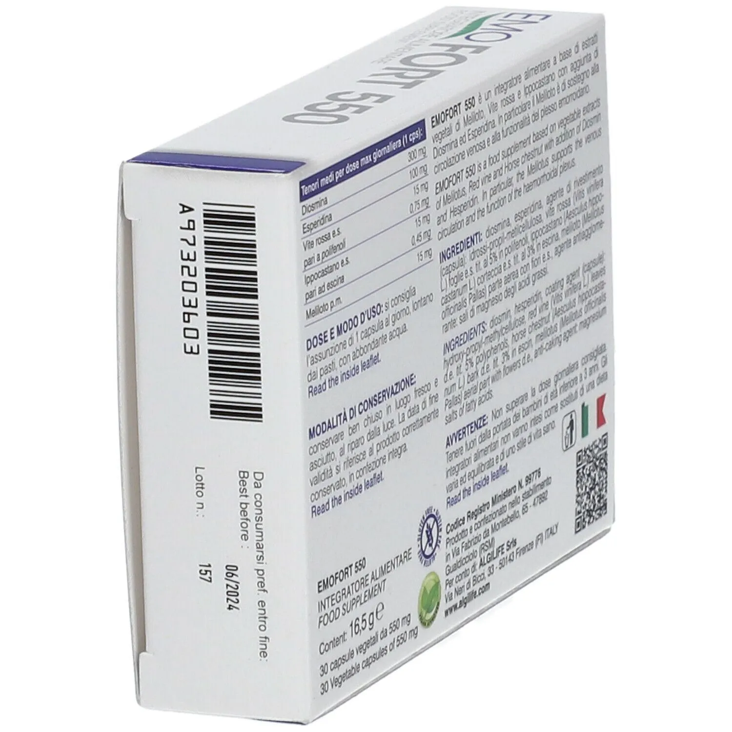 Algilife EmoFort 550 integratore 30 capsule vene