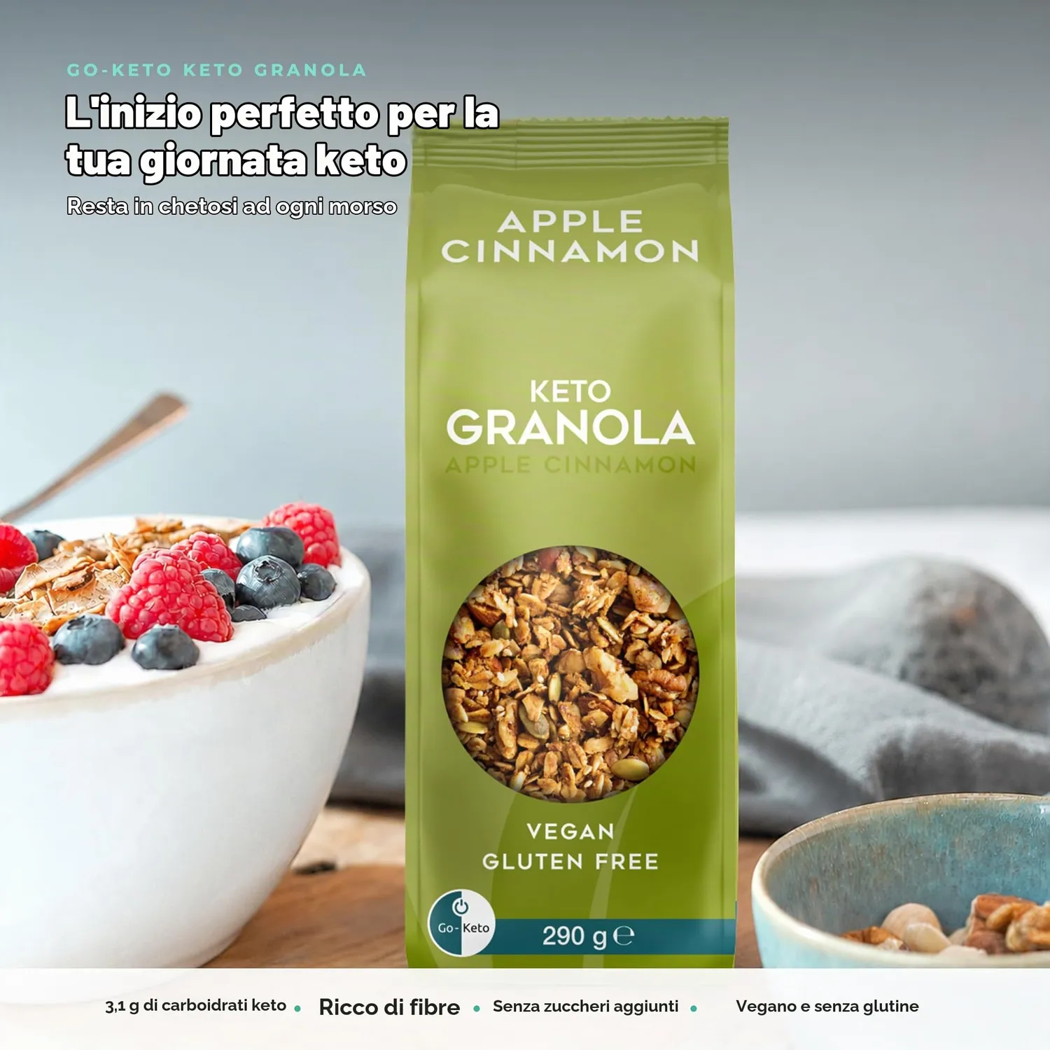 Go-Keto Granola Apple Cinnamon muesli 290g keto