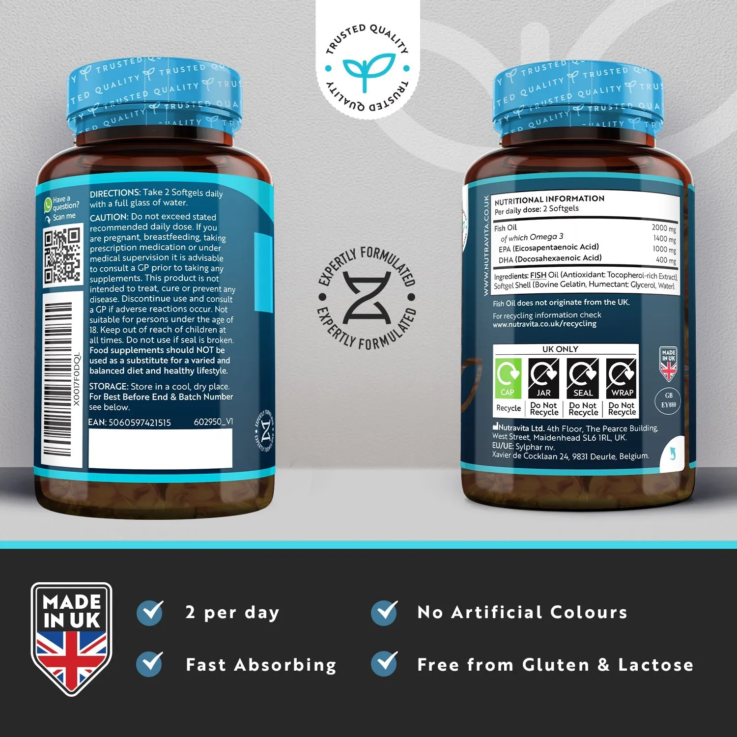 Nutravita Omega 3 2000mg softgel EPA DHA alta resistenza