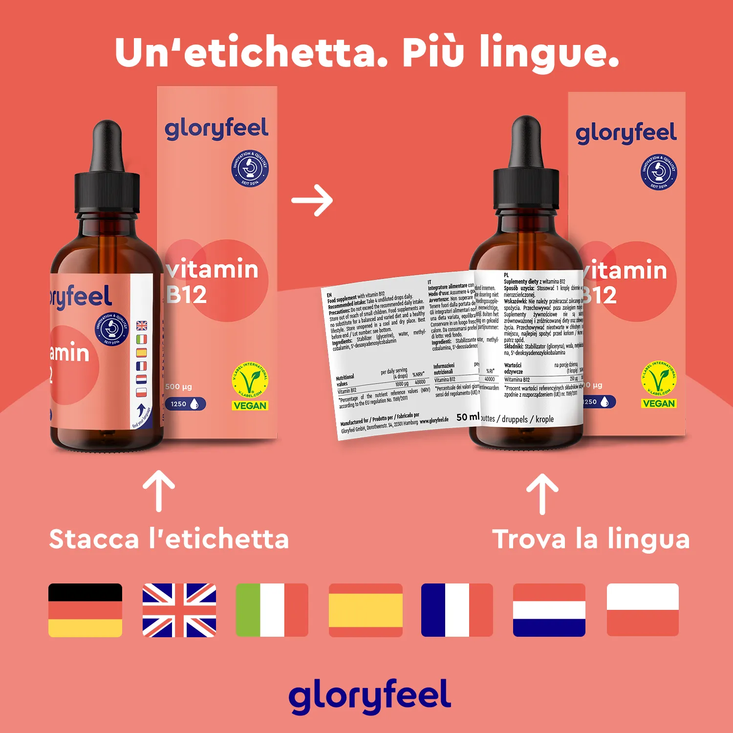 gloryfeel Vitamina B12 gocce vegane senza alcol