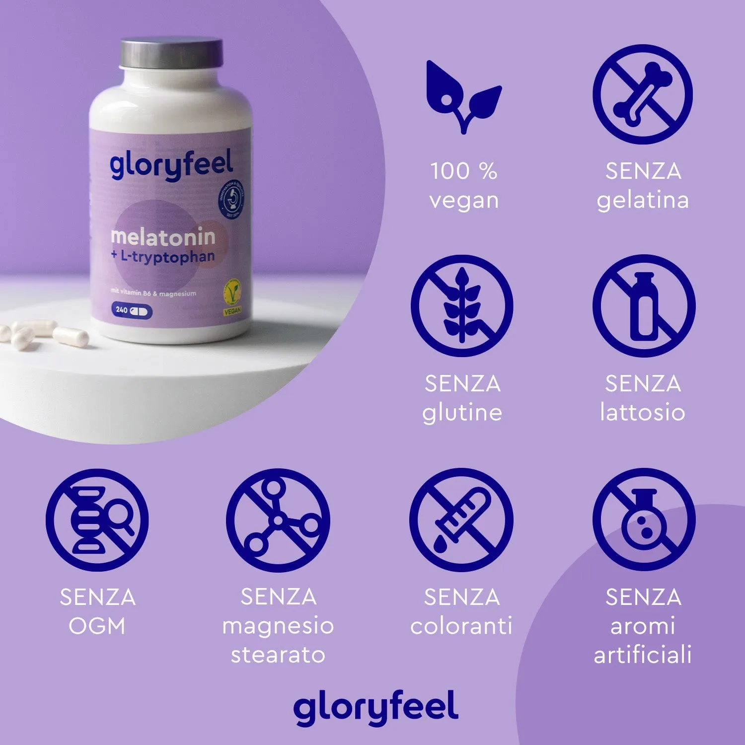 gloryfeel Melatonina Triptofano capsule 240 per sonno