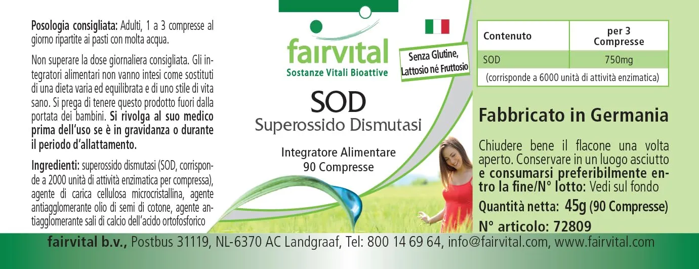 Fairvital SOD compresse 90 compresse 6000 FIP alto dosaggio