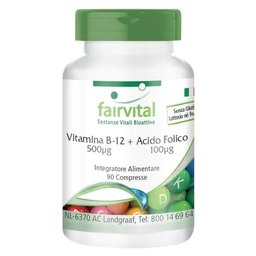 Fairvital Vitamina B12 500 mcg + Acido Folico compresse 90 pezzi