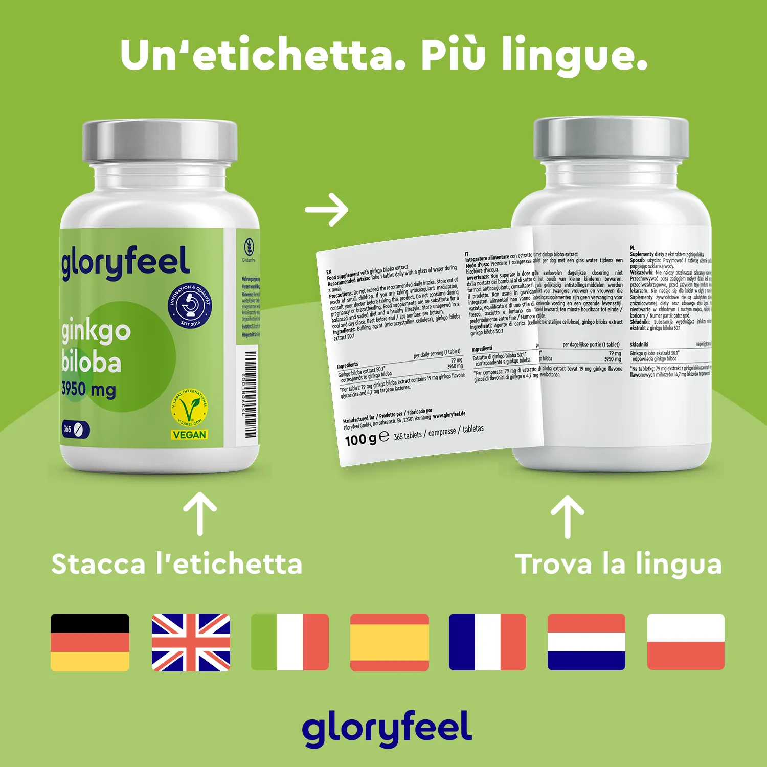 gloryfeel Ginkgo Biloba compresse 365 cps vegane