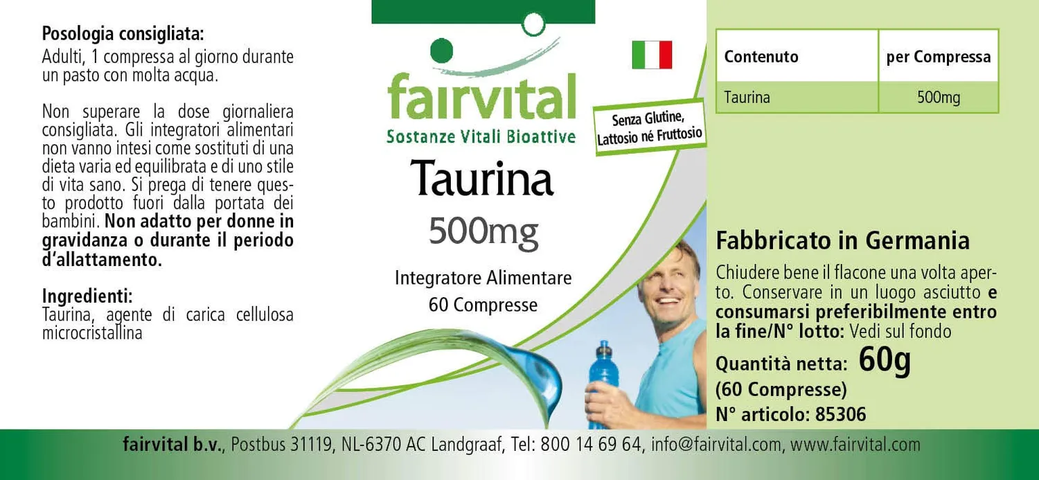 Fairvital Taurina 500 mg compresse 60 pezzi vegano