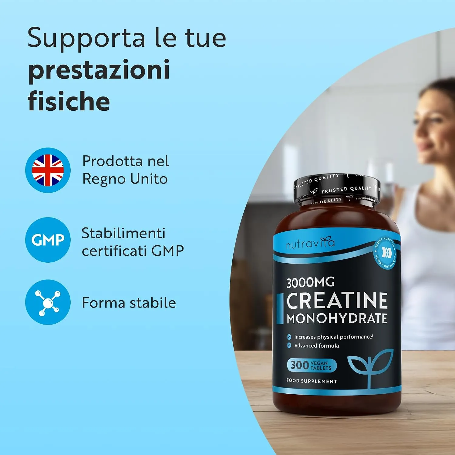 Nutravita Creatina Monoidrata 3000mg capsule 300 pz vegane