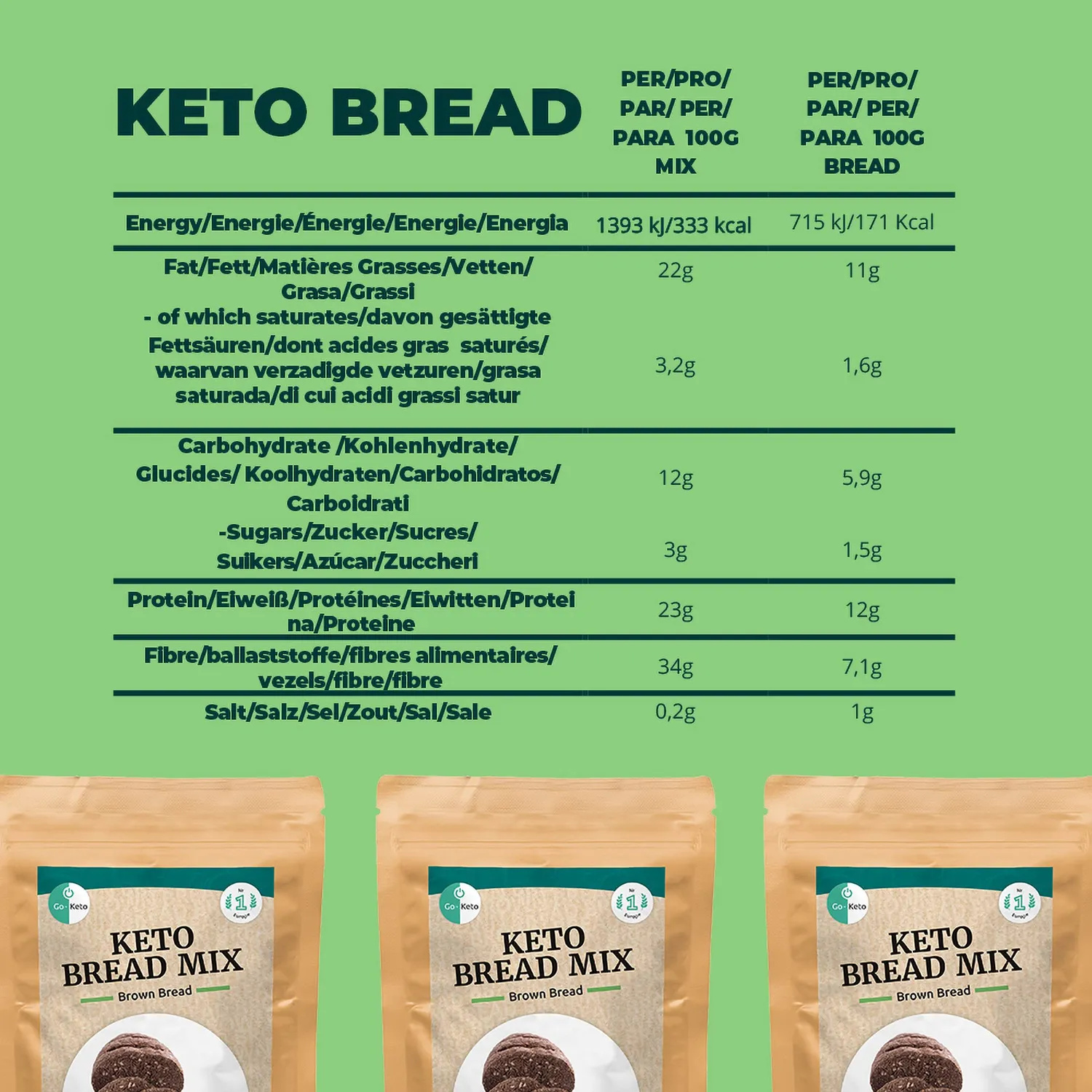 Go-Keto Vital Bread miscela pane keto 3x245g