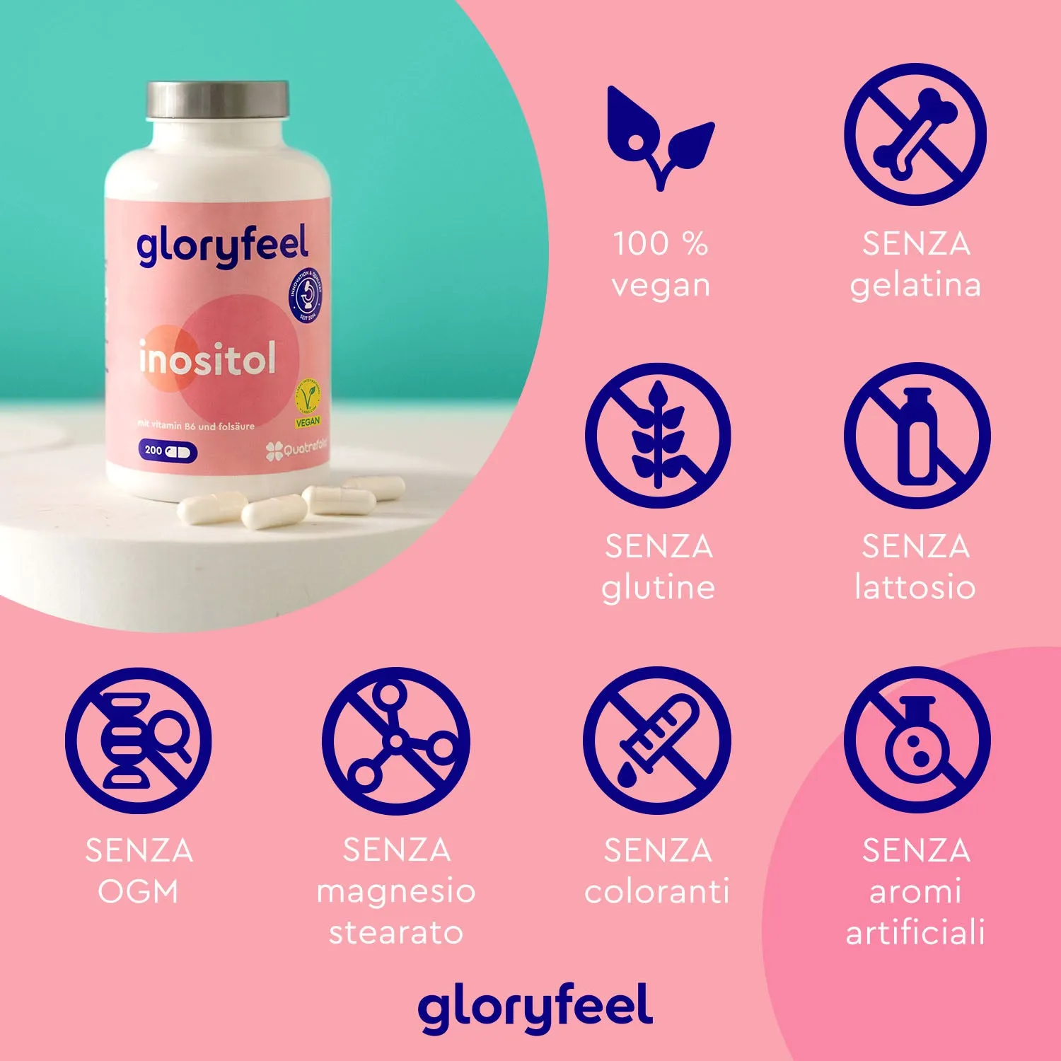 gloryfeel Inositolo polvere con folato e B6