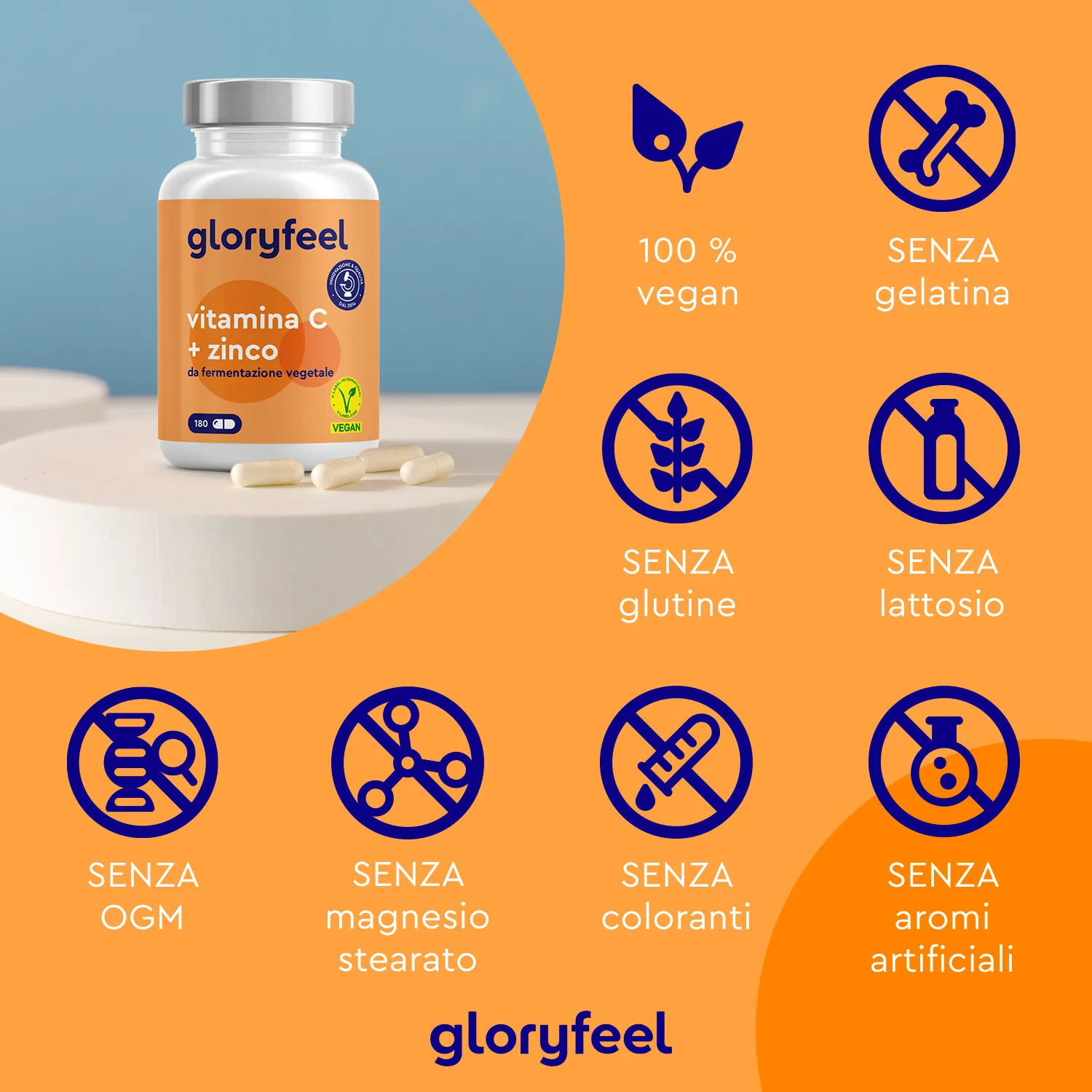 gloryfeel Vitamina C e Zinco capsule 180 cps