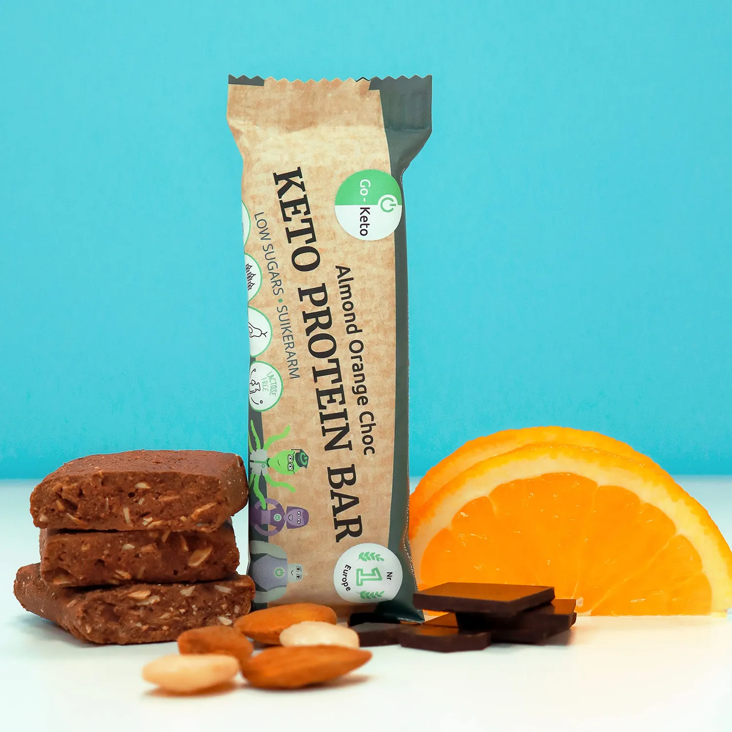 Go-Keto Almond Orange Choc barrette proteiche 16x40g senza zucchero