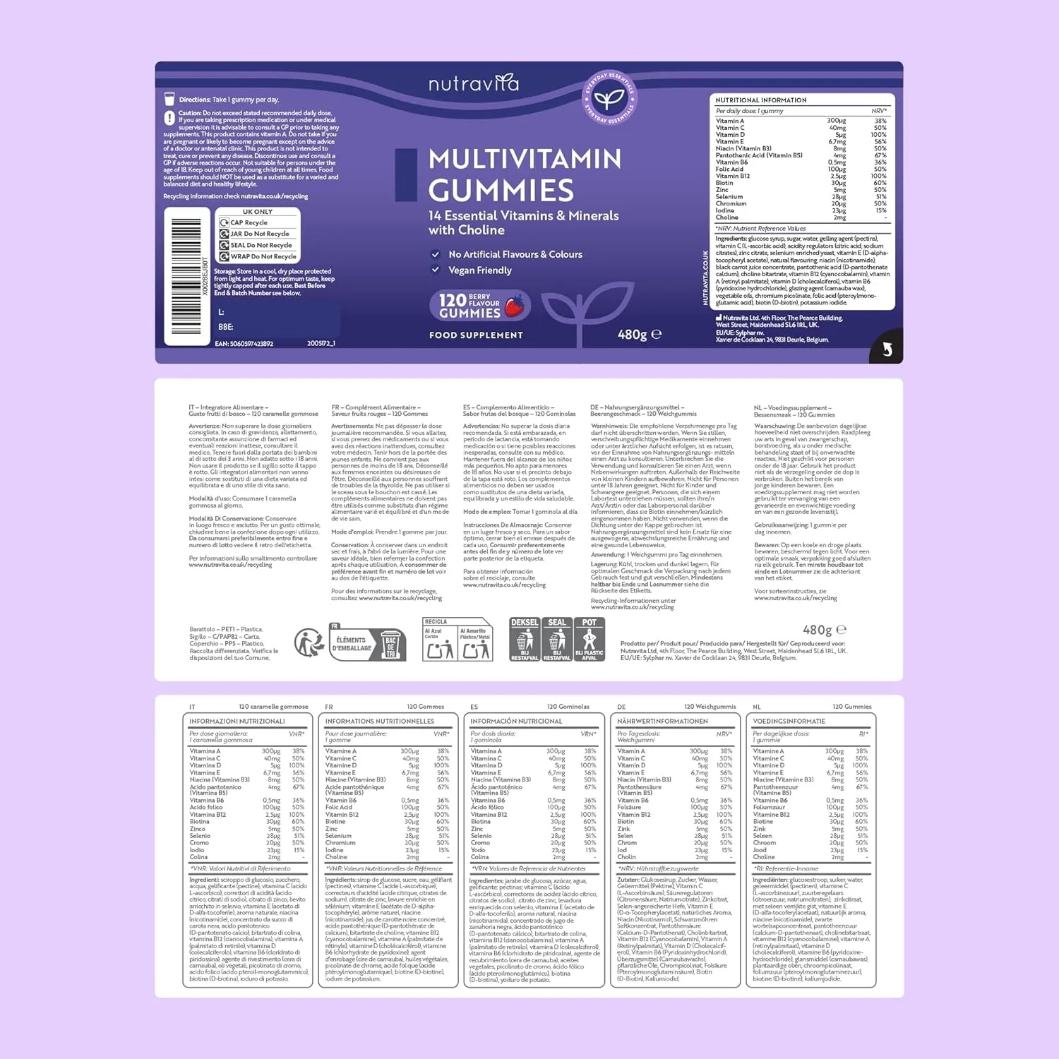 Nutravita Multivitaminico caramelle gommose vegane 120 pz