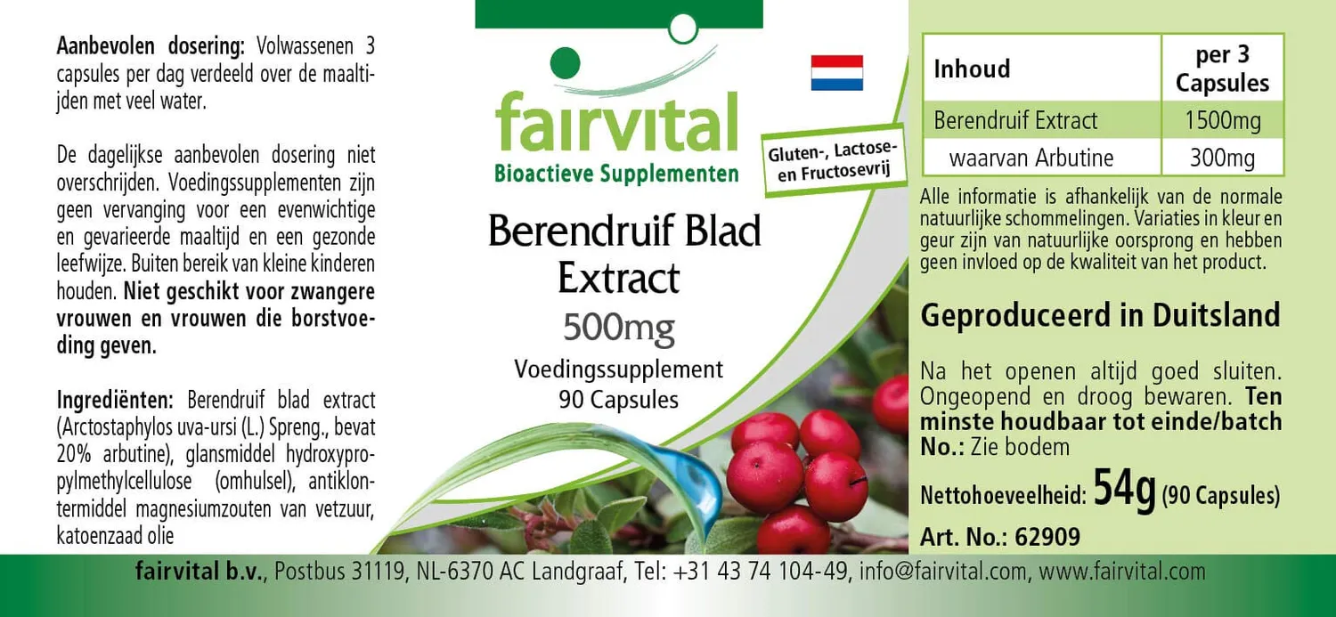 Fairvital Uva Ursi 500 mg capsule 90 pezzi arbutina