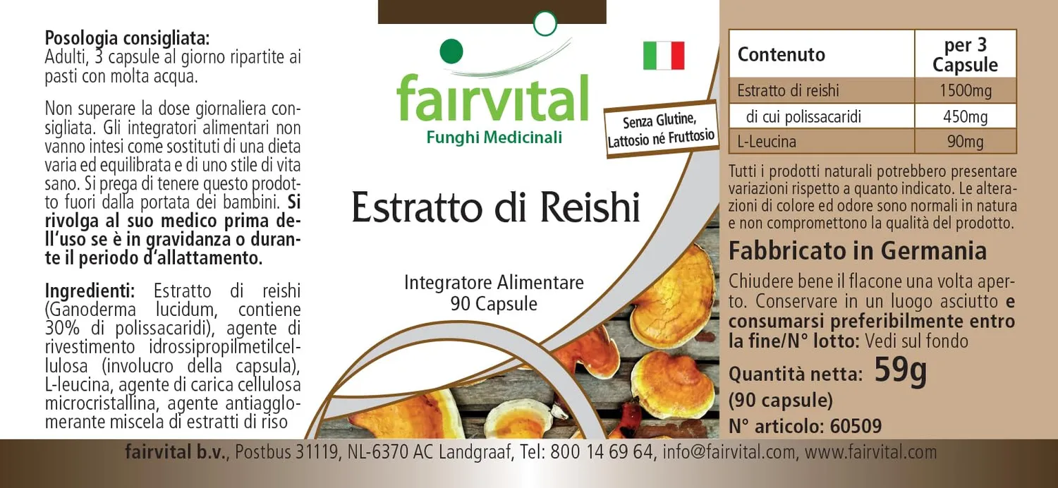 FAIRVITAL Reishi estratto capsule 90 cps 500mg