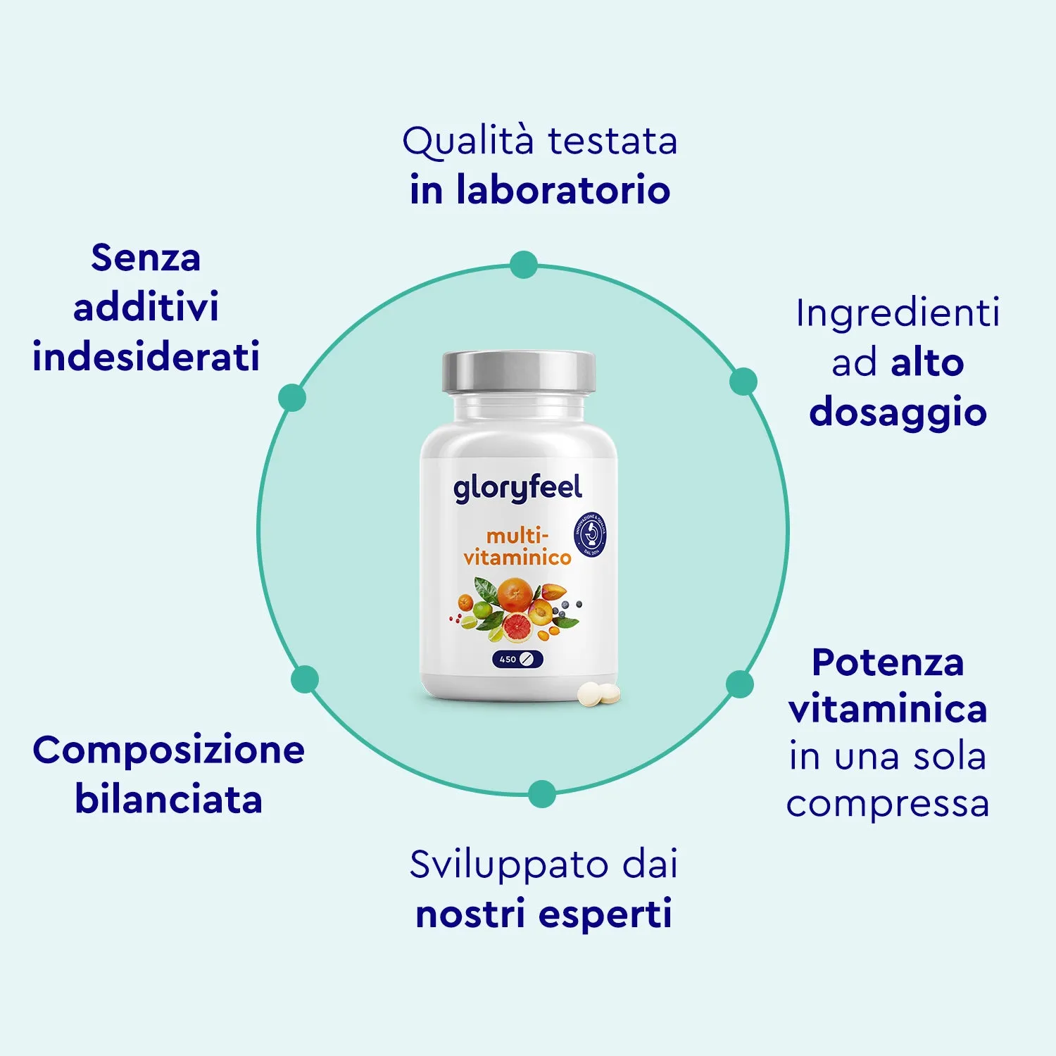gloryfeel Multivitaminico compresse 450 pezzi dalla A alla Z