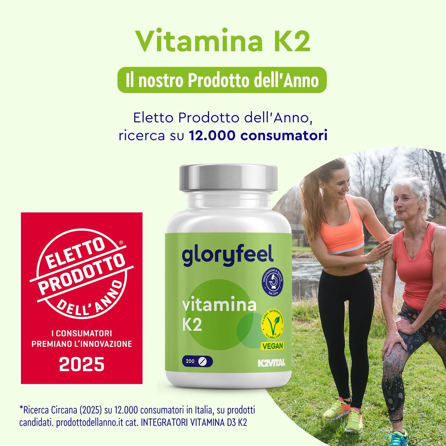 gloryfeel Vitamina K2 Integratore Compresse Vegan Ossa