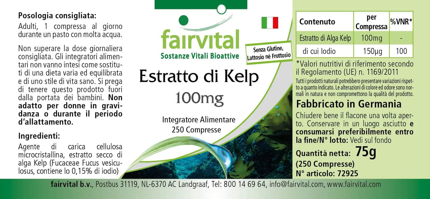 Fairvital Alghe Brune Iodio Compresse 250 tiroide
