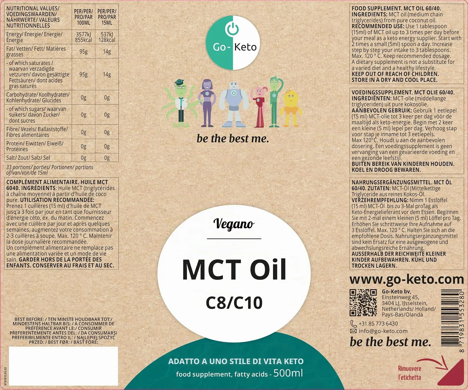 Go-Keto Olio MCT C8/C10 500 ml cocco vegano