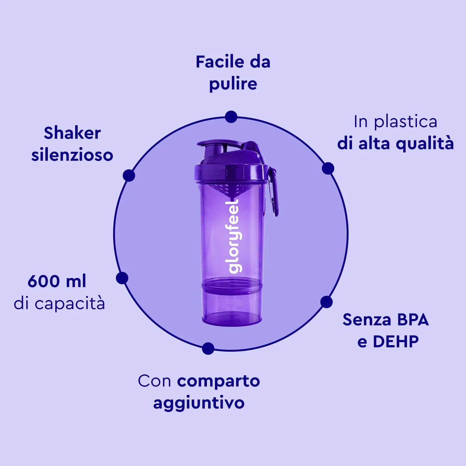 gloryfeel Shaker proteine miscela sport palestra