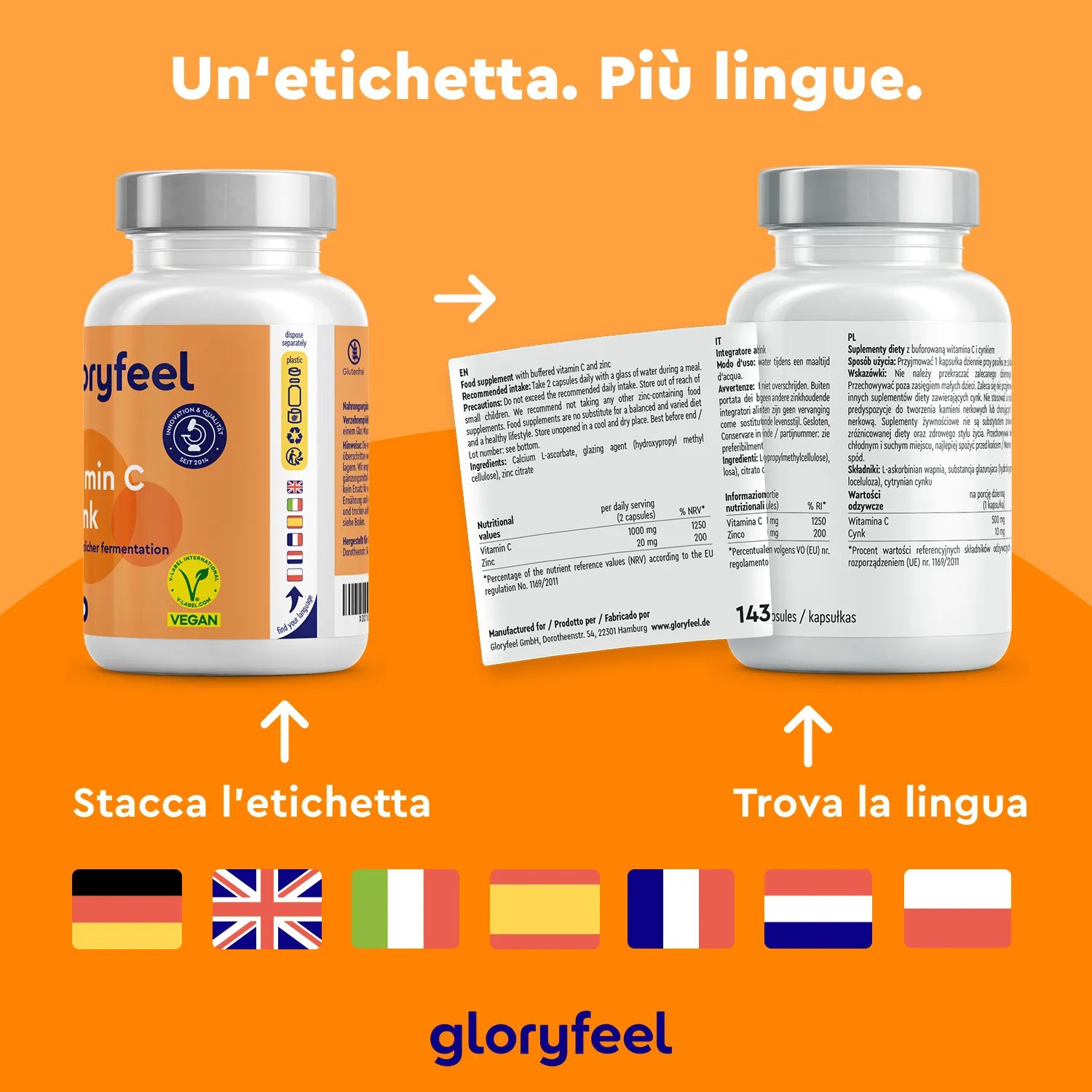 gloryfeel Vitamina C e Zinco capsule 180 cps