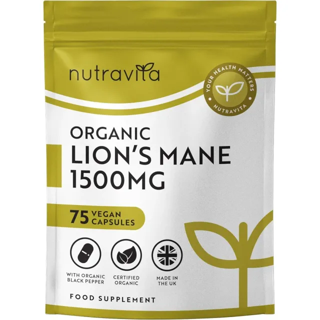 Nutravita Lion's Mane integratore 75 capsule biologico 1500mg