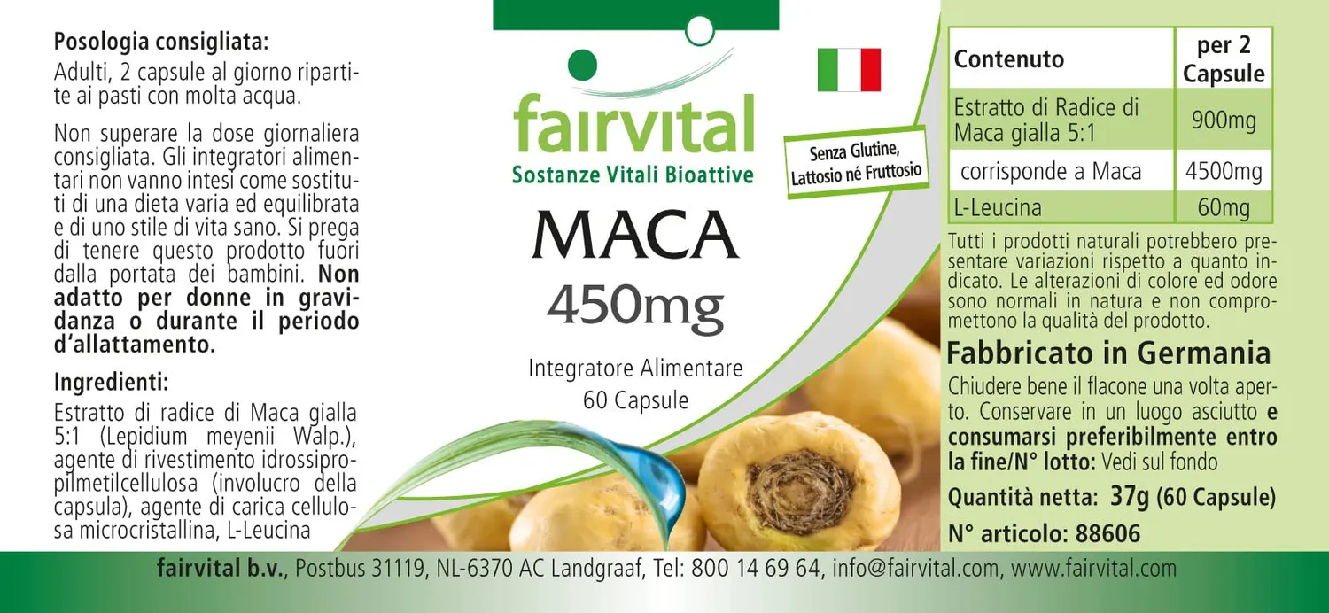 Fairvital Maca 450 mg capsule 60 capsule vegane