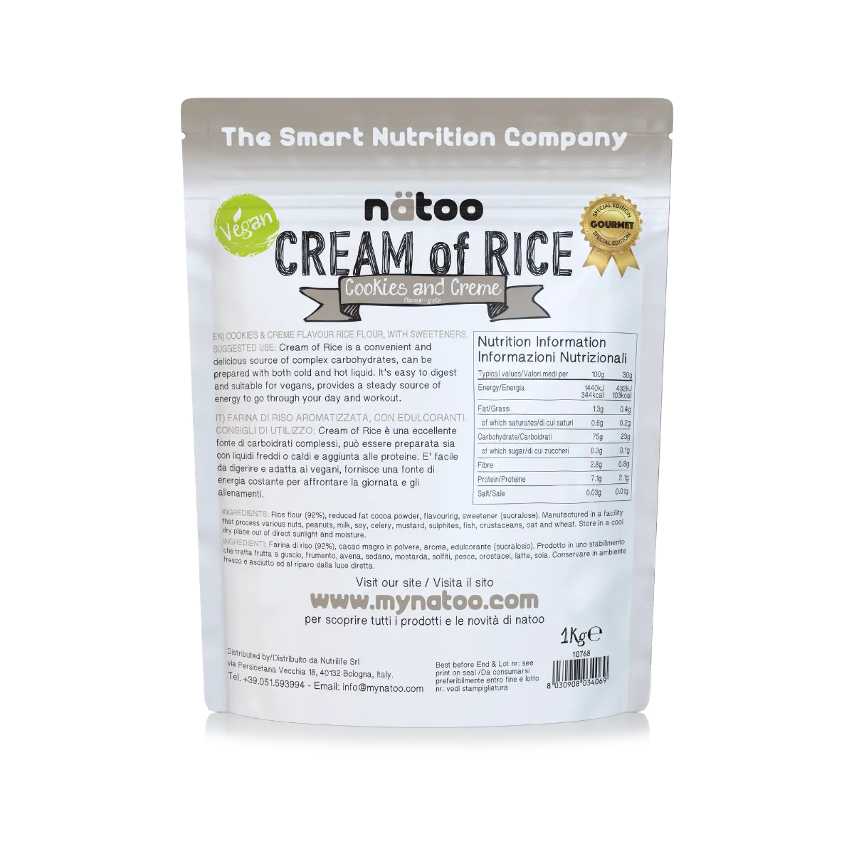 Natoo Crema di Riso aromatizzata Chocolate Brownie pre workout