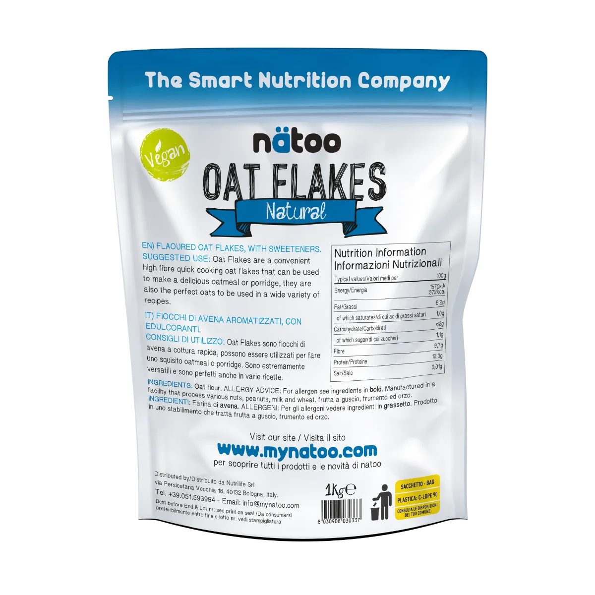 Natoo Oat Flakes fiocchi avena 1 kg gusto neutro porridge