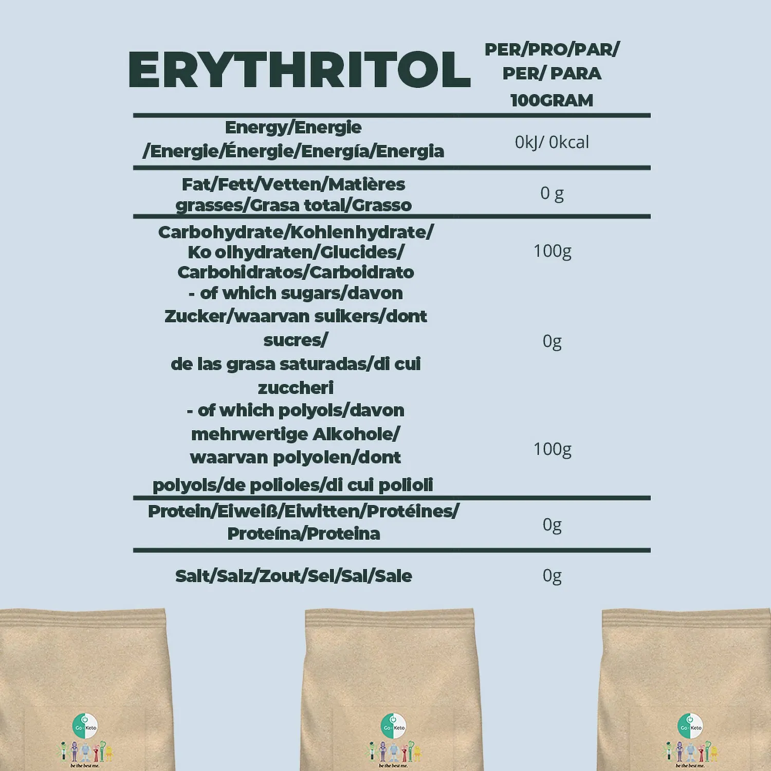 Go-Keto Eritritolo BIO dolcificante 1000 g zero calorie