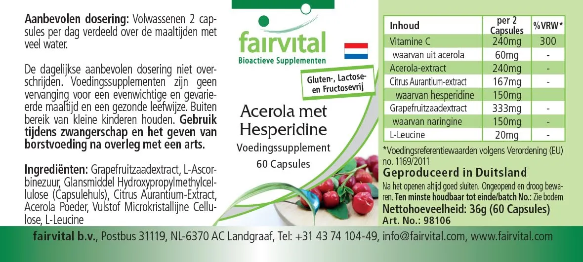 Fairvital Acerola Esperidina capsule 60 pz con vitamina C
