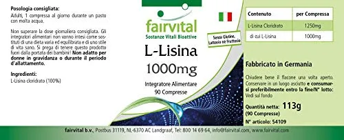 Fairvital L-Lisina 1000 mg compresse 90 pz ad alto dosaggio