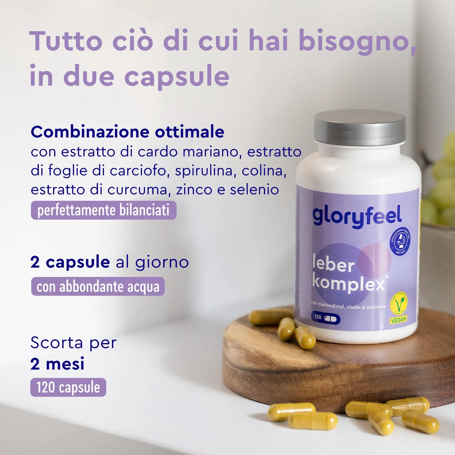 gloryfeel Fegato Complex integratore capsule vegane carciofo e cardo