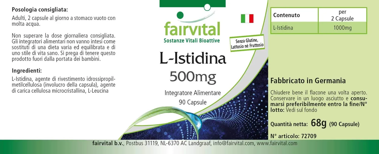 Fairvital L-Istidina 500 mg capsule 90 pezzi vegano