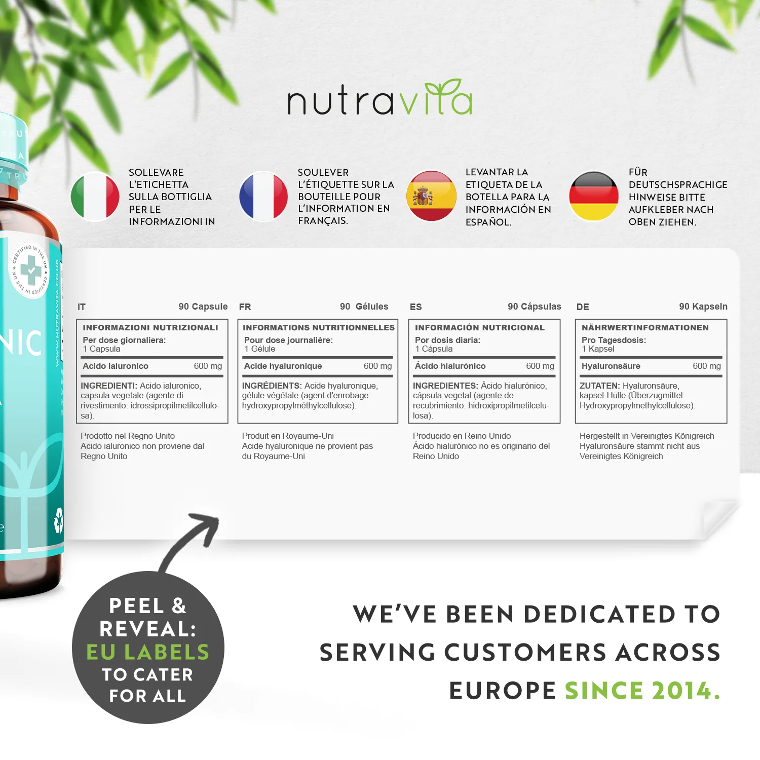 Nutravita Acido Ialuronico 600mg capsule vegane 90 pz