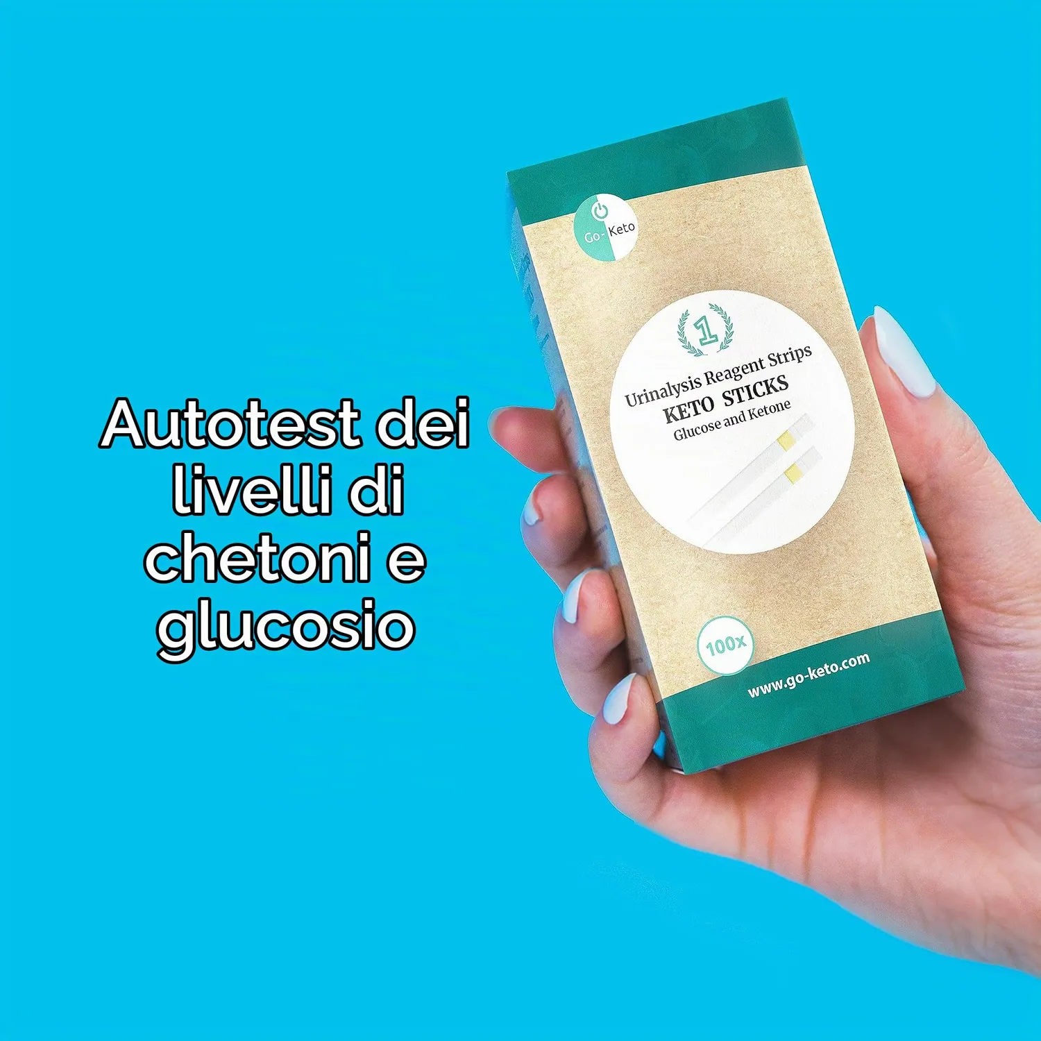 Go-Keto Keto Sticks strisce 100 pz chetoni glucosio