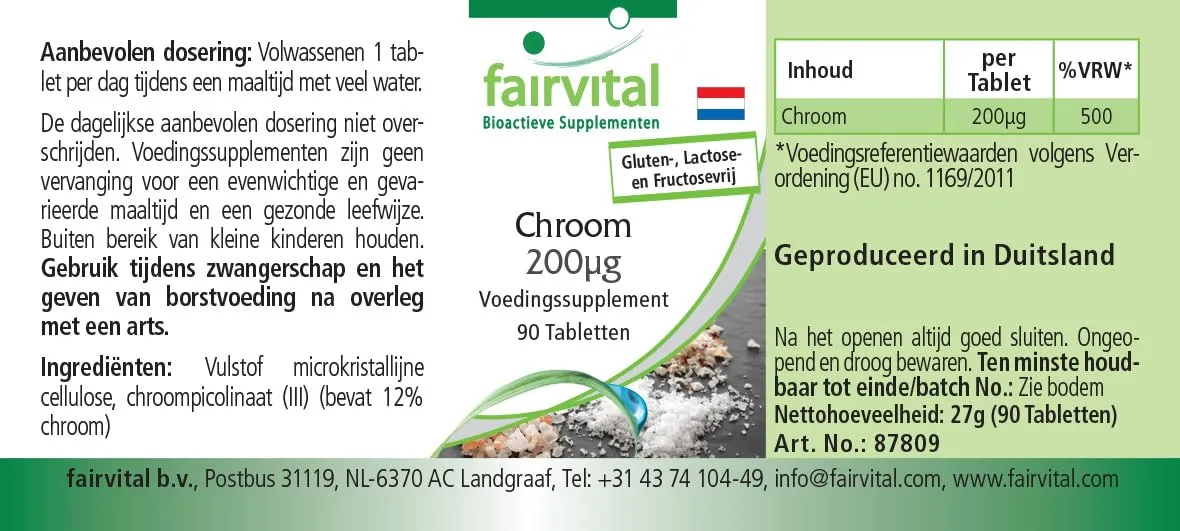Fairvital Cromo 200 mcg compresse 90 compresse picolinato
