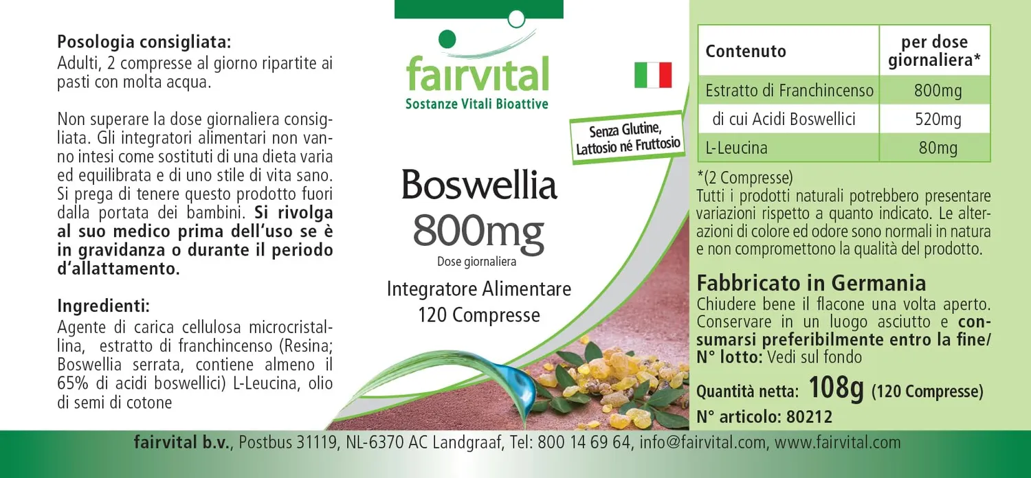 FAIRVITAL Boswellia Serrata 800 mg compresse 360 65% boswellici