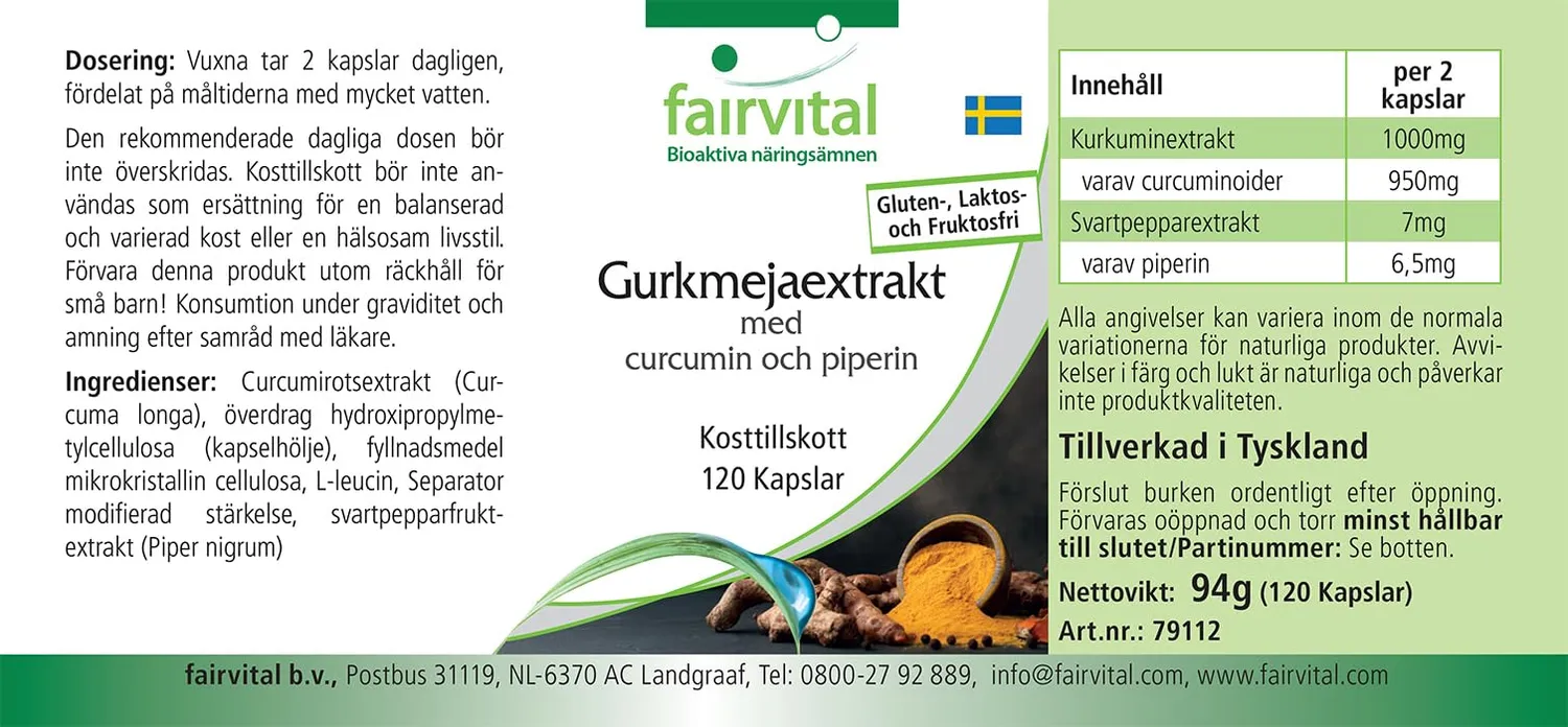 Fairvital Curcuma 500mg 120 capsule curcumina piperina