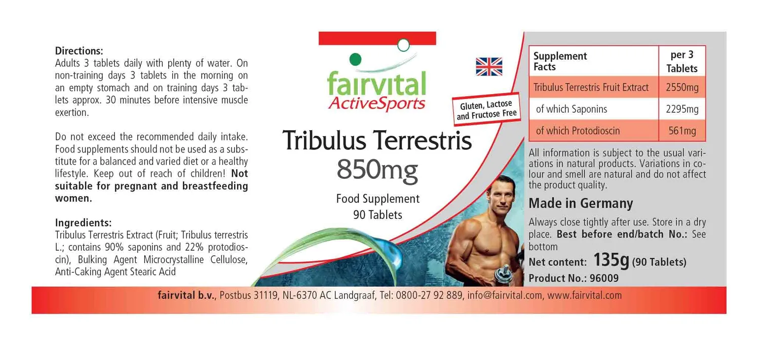 Fairvital Tribulus Terrestris 850 mg compresse 90 pezzi 90% saponine