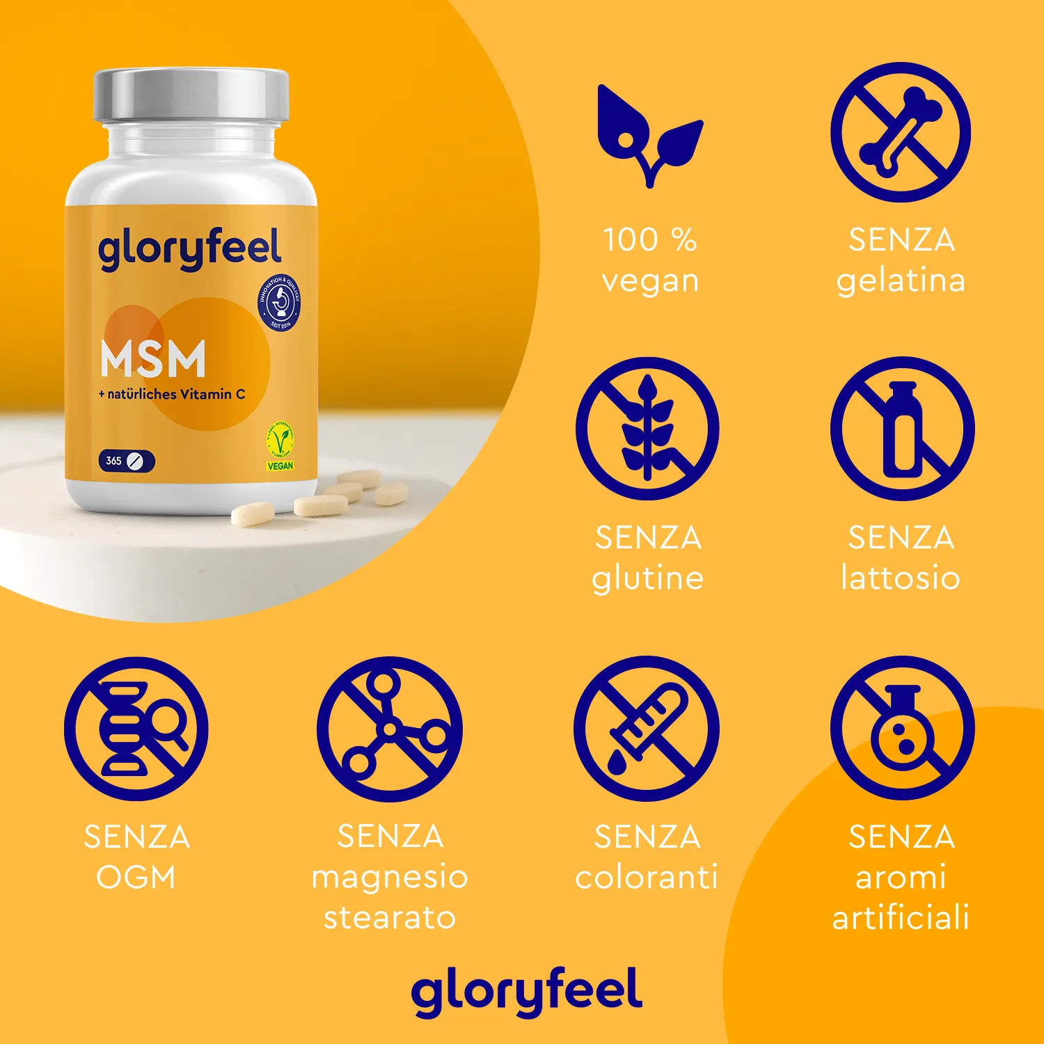 gloryfeel MSM Zolfo compresse 365 con vitamina C