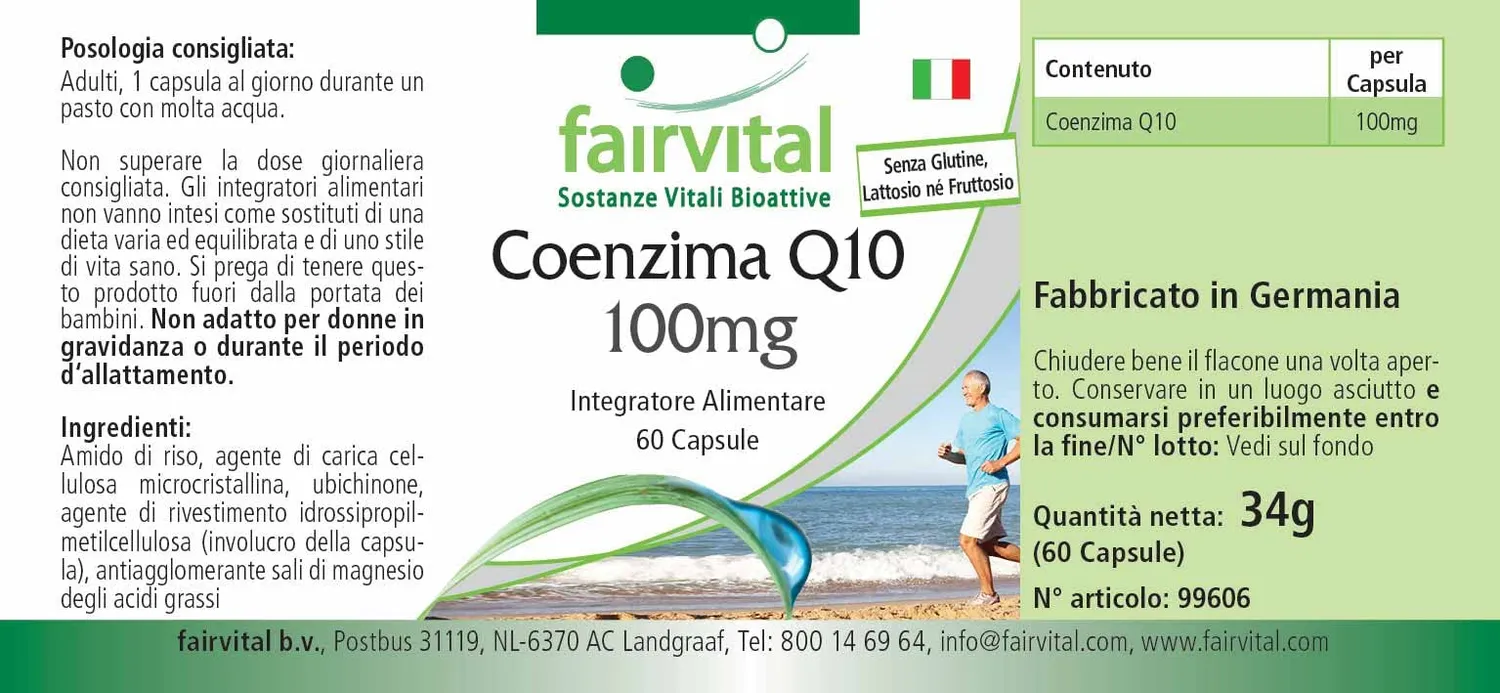 Fairvital Coenzima Q10 100 mg capsule 60 vegane alto dosaggio