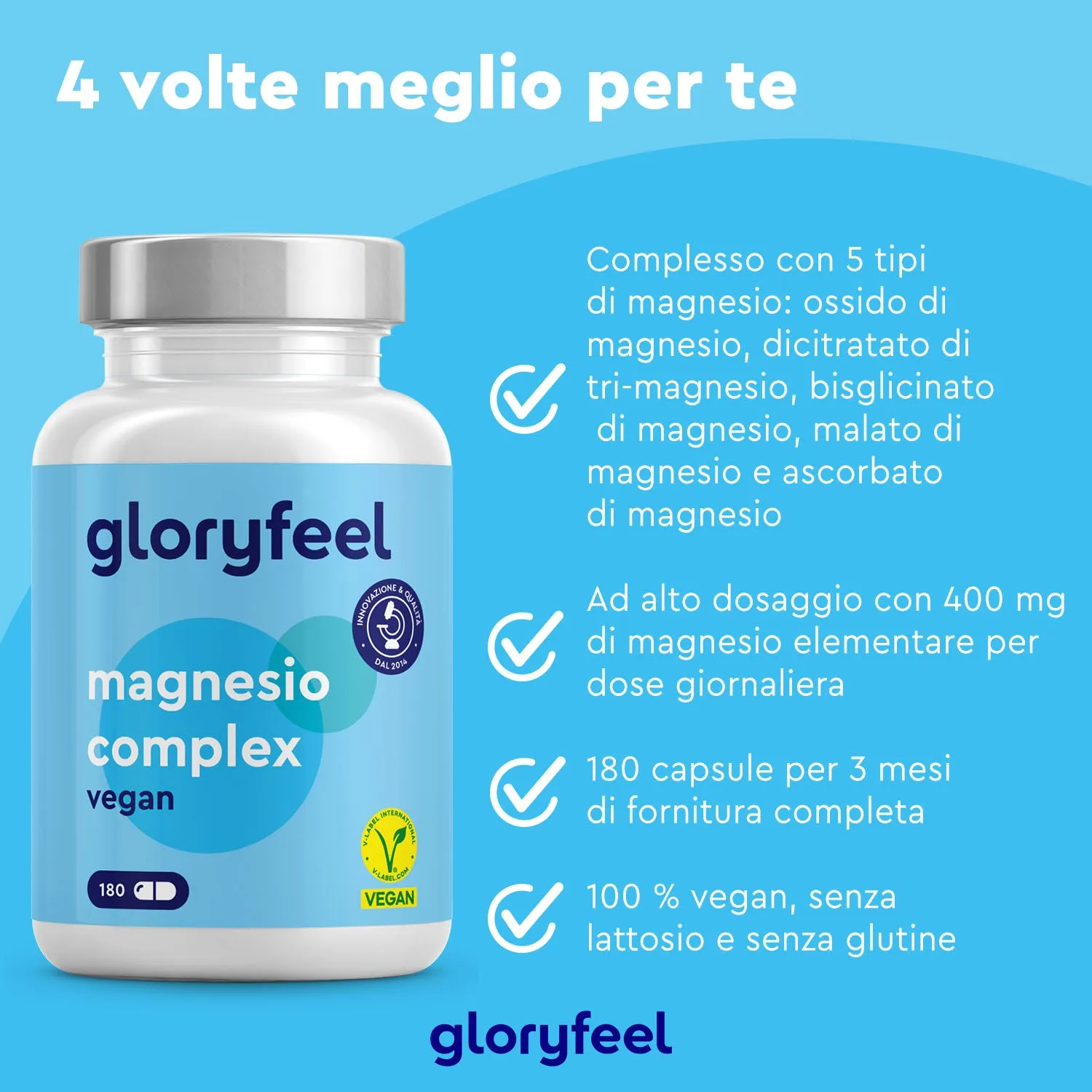 gloryfeel Magnesio Complex capsule 180 pz 5 forme
