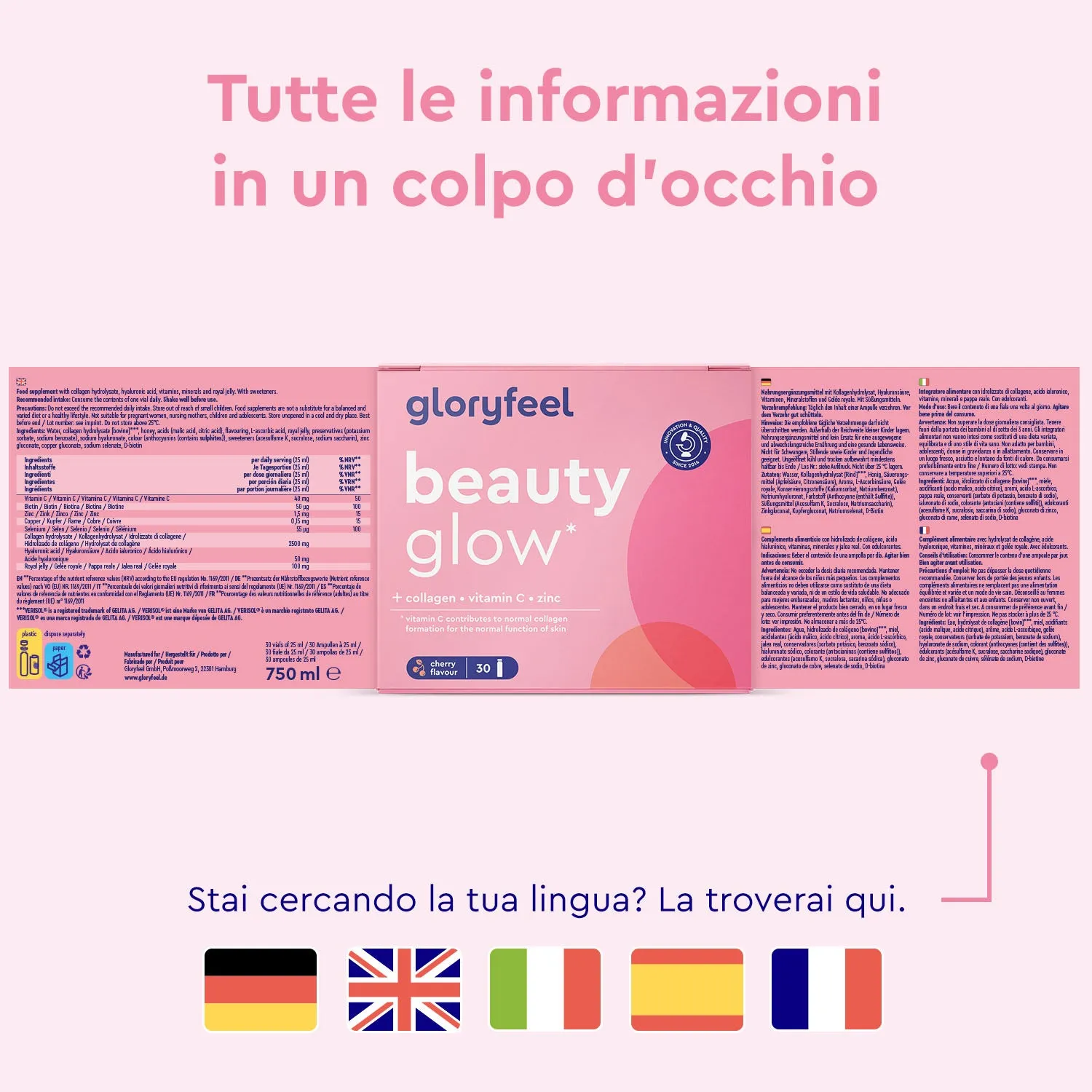 gloryfeel Beauty Glow Collagene Fiale Acido Ialuronico