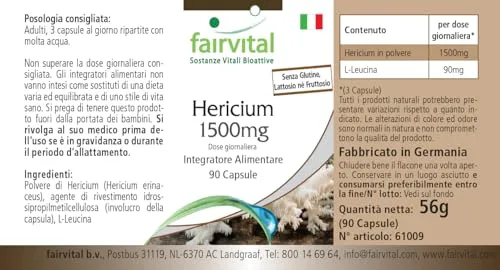 Fairvital Hericium 1500 mg capsule 90 pezzi fungo vegano