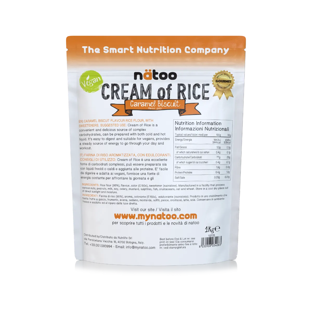 Natoo Crema di Riso aromatizzata Chocolate Brownie pre workout