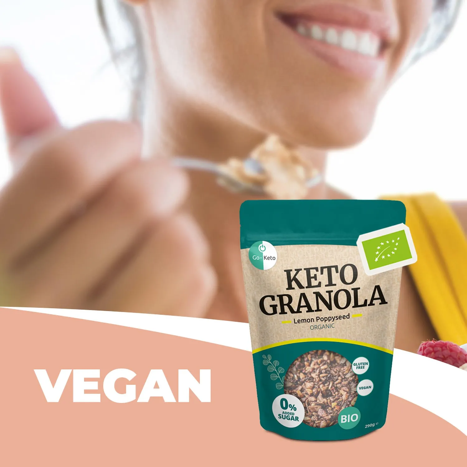 Go-Keto Lemon Poppyseed granola keto 3x290g senza glutine