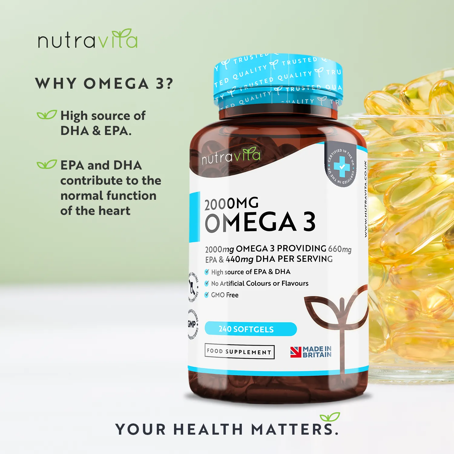 Nutravita Omega 3 2000mg olio di pesce 240 capsule cuore